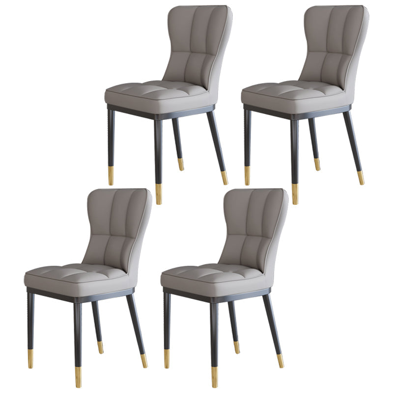 Scandinavian Home Side Chair Solid Back Metal Upholstered Dining Room Chair Cream Gray 4 Piece Set Clearhalo ' kitchen&dining_furn' 'Dining Chairs' 'Dining Tables & Seating' 'dining_chair' 'furn' 'furn_dining_chair' 'Furniture' 'furniture_dining_chair' 'Kitchen & Dining Furniture' 'kitchen' 3858783