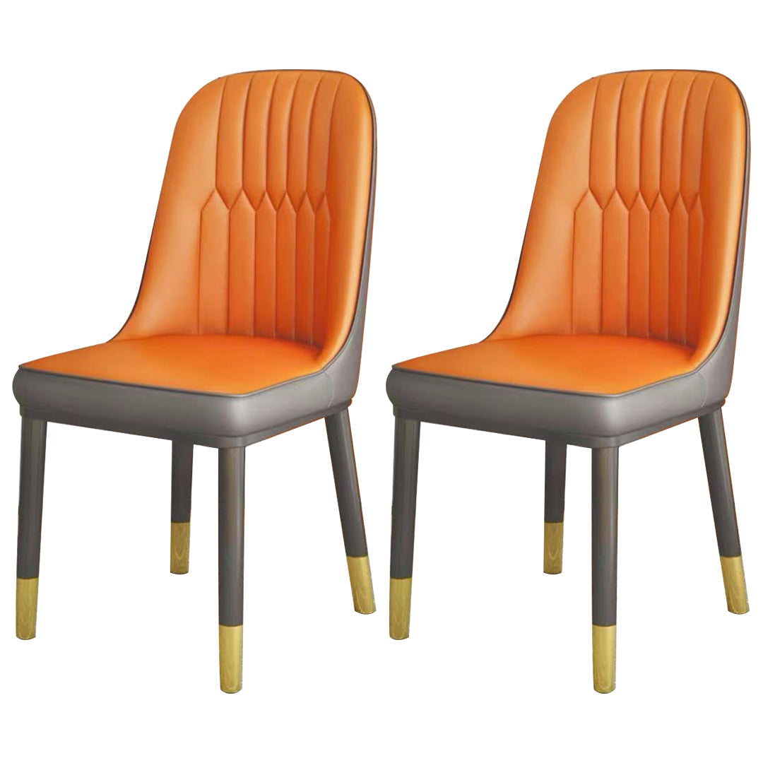 Scandinavian Home Side Chair Solid Back Metal Upholstered Dining Room Chair Orange-Gray 2 Piece Set Clearhalo ' kitchen&dining_furn' 'Dining Chairs' 'Dining Tables & Seating' 'dining_chair' 'furn' 'furn_dining_chair' 'Furniture' 'furniture_dining_chair' 'Kitchen & Dining Furniture' 'kitchen' 3858788