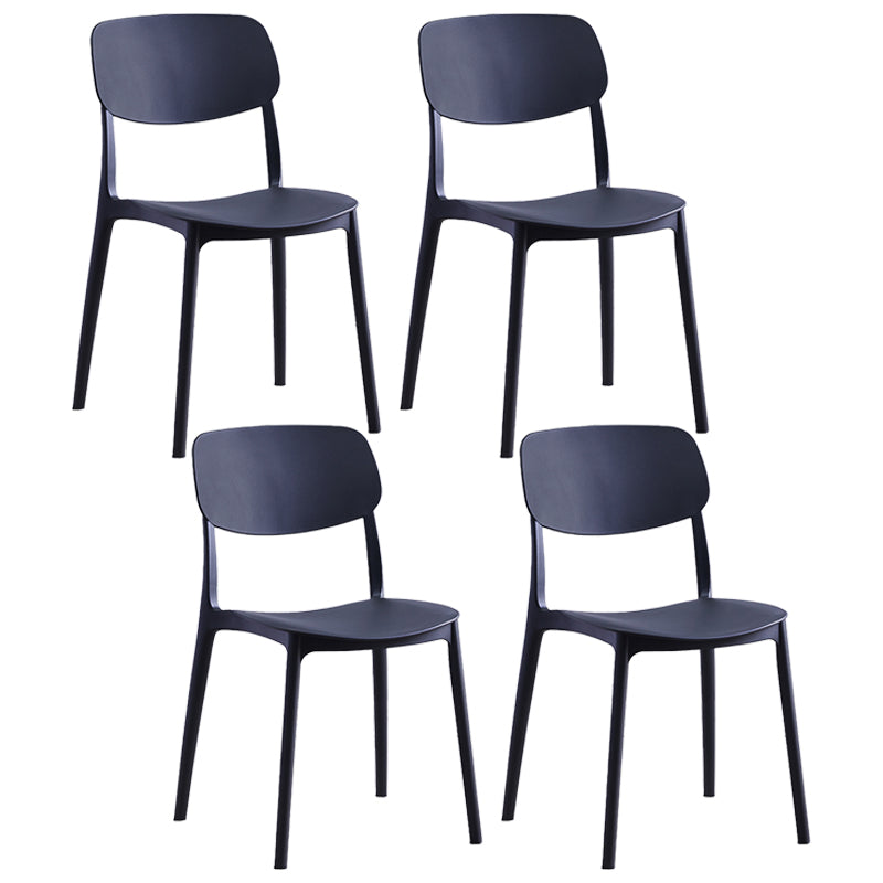Contemporary Style Plastic Dining Chairs Open Back Dining Side Chair for Kitchen Black 4 Piece Set Clearhalo ' kitchen&dining_furn' 'Dining Chairs' 'Dining Tables & Seating' 'dining_chair' 'furn' 'furn_dining_chair' 'Furniture' 'furniture_dining_chair' 'Kitchen & Dining Furniture' 'kitchen' 3858794