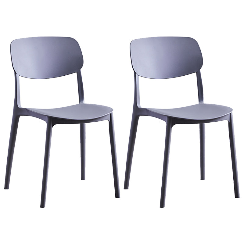 Contemporary Style Plastic Dining Chairs Open Back Dining Side Chair for Kitchen Dark Gray 2 Piece Set Clearhalo ' kitchen&dining_furn' 'Dining Chairs' 'Dining Tables & Seating' 'dining_chair' 'furn' 'furn_dining_chair' 'Furniture' 'furniture_dining_chair' 'Kitchen & Dining Furniture' 'kitchen' 3858799