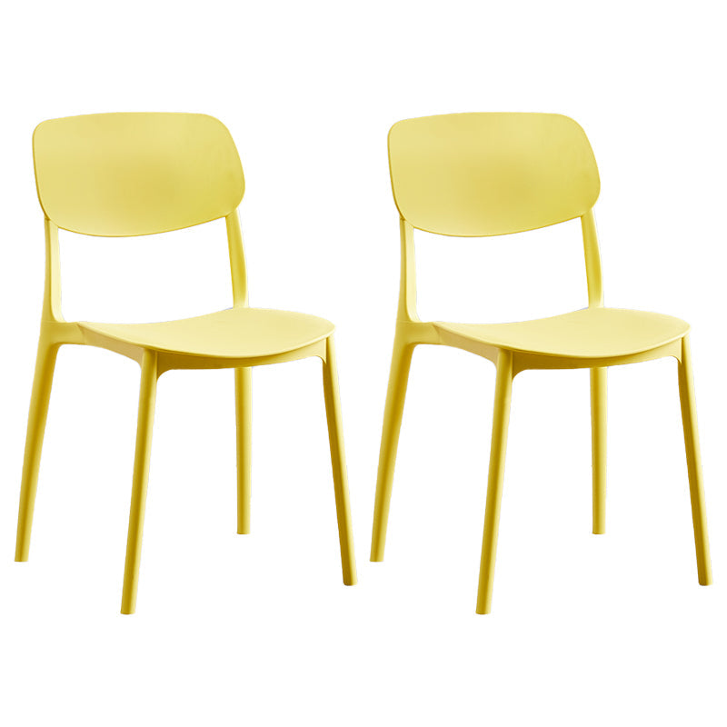 Contemporary Style Plastic Dining Chairs Open Back Dining Side Chair for Kitchen Yellow 2 Piece Set Clearhalo ' kitchen&dining_furn' 'Dining Chairs' 'Dining Tables & Seating' 'dining_chair' 'furn' 'furn_dining_chair' 'Furniture' 'furniture_dining_chair' 'Kitchen & Dining Furniture' 'kitchen' 3858809