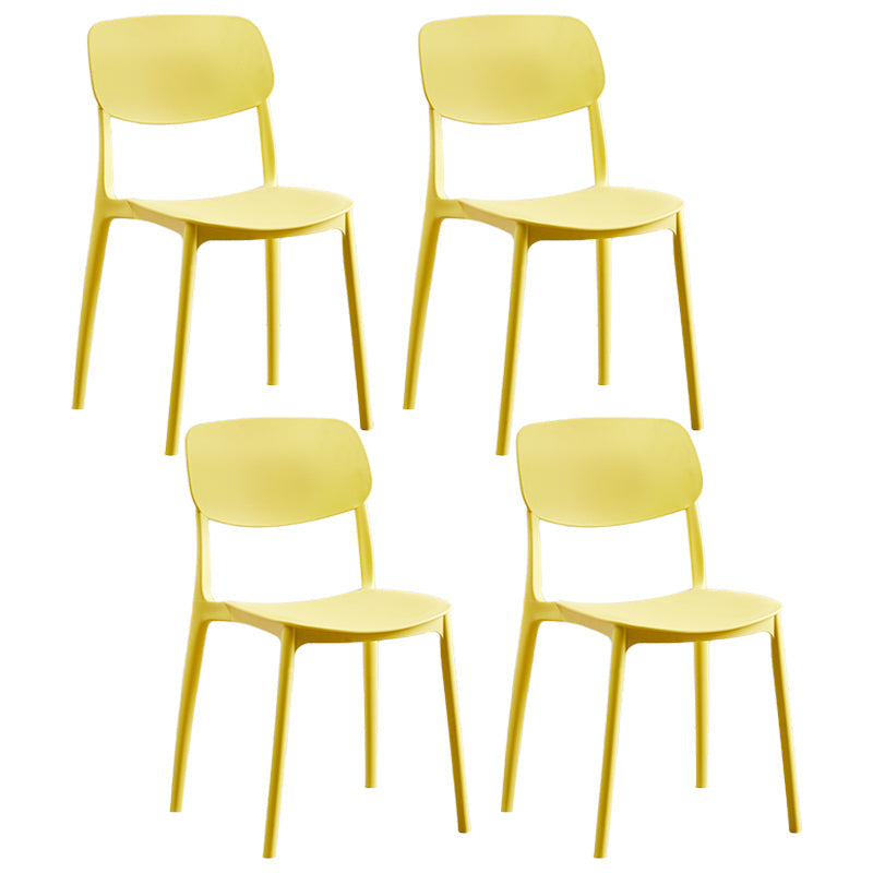 Contemporary Style Plastic Dining Chairs Open Back Dining Side Chair for Kitchen Yellow 4 Piece Set Clearhalo ' kitchen&dining_furn' 'Dining Chairs' 'Dining Tables & Seating' 'dining_chair' 'furn' 'furn_dining_chair' 'Furniture' 'furniture_dining_chair' 'Kitchen & Dining Furniture' 'kitchen' 3858810