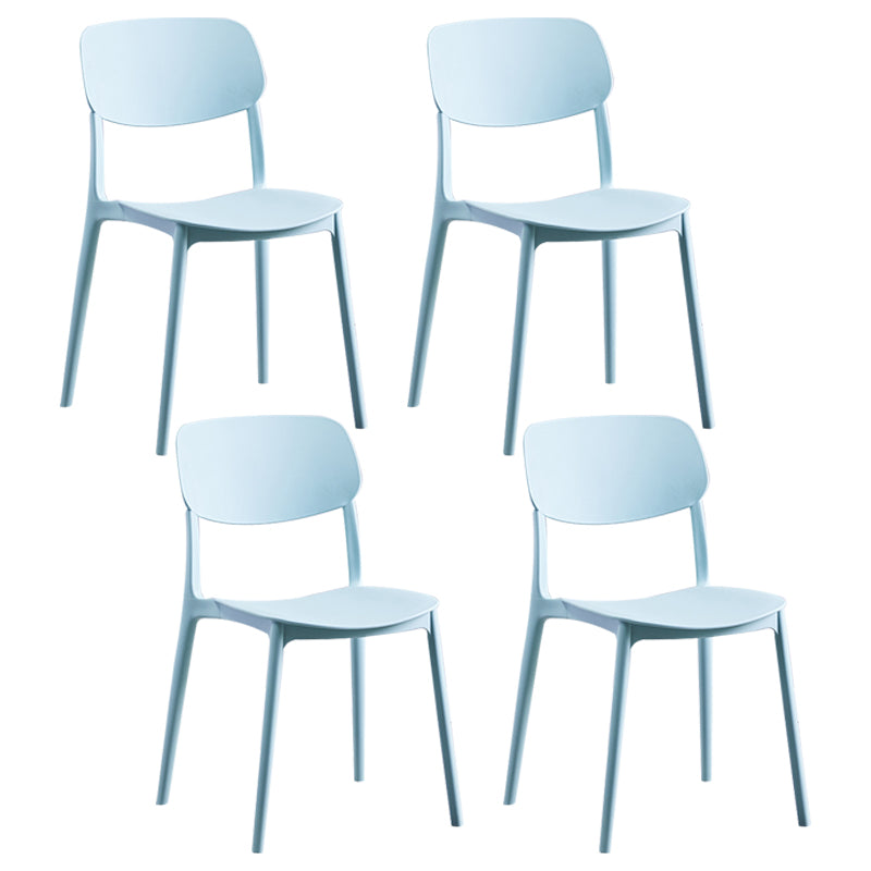 Contemporary Style Plastic Dining Chairs Open Back Dining Side Chair for Kitchen Light Blue 4 Piece Set Clearhalo ' kitchen&dining_furn' 'Dining Chairs' 'Dining Tables & Seating' 'dining_chair' 'furn' 'furn_dining_chair' 'Furniture' 'furniture_dining_chair' 'Kitchen & Dining Furniture' 'kitchen' 3858813