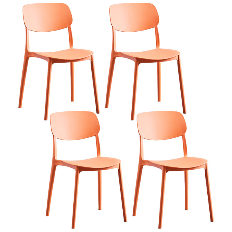 Contemporary Style Plastic Dining Chairs Open Back Dining Side Chair for Kitchen Orange 4 Piece Set Clearhalo ' kitchen&dining_furn' 'Dining Chairs' 'Dining Tables & Seating' 'dining_chair' 'furn' 'furn_dining_chair' 'Furniture' 'furniture_dining_chair' 'Kitchen & Dining Furniture' 'kitchen' 3858822