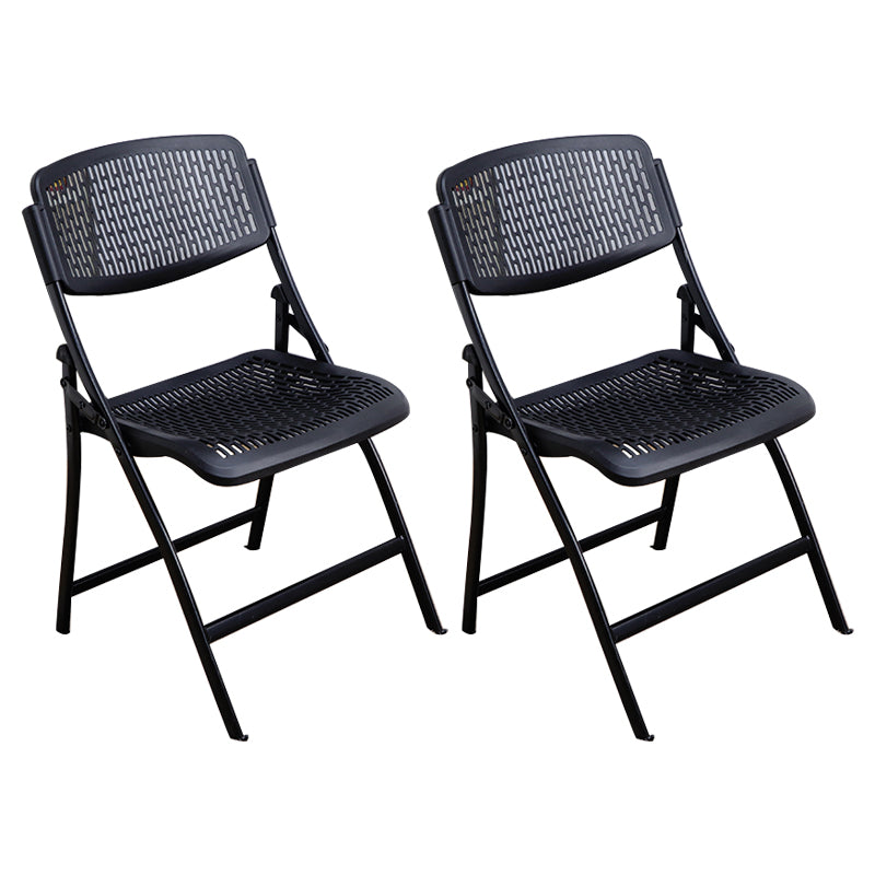 Modern Metal Plastic Indoor-Outdoor Chair Home Armless Open Back Dining Side Chair Black 2 Piece Set Clearhalo ' kitchen&dining_furn' 'Dining Chairs' 'Dining Tables & Seating' 'dining_chair' 'furn' 'furn_dining_chair' 'Furniture' 'furniture_dining_chair' 'Kitchen & Dining Furniture' 'kitchen' 3858825