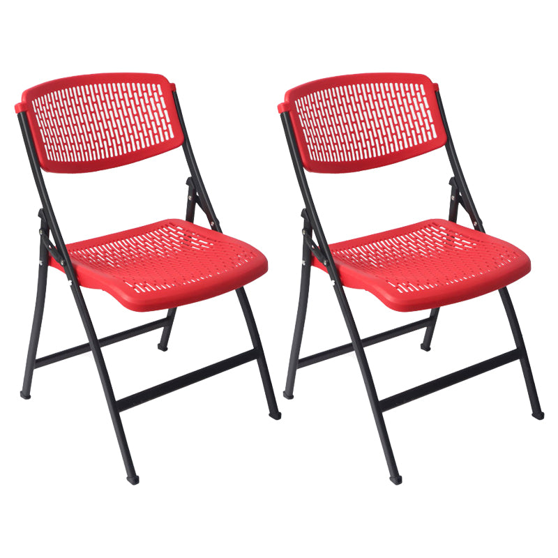 Modern Metal Plastic Indoor-Outdoor Chair Home Armless Open Back Dining Side Chair Red-Black 2 Piece Set Clearhalo ' kitchen&dining_furn' 'Dining Chairs' 'Dining Tables & Seating' 'dining_chair' 'furn' 'furn_dining_chair' 'Furniture' 'furniture_dining_chair' 'Kitchen & Dining Furniture' 'kitchen' 3858847