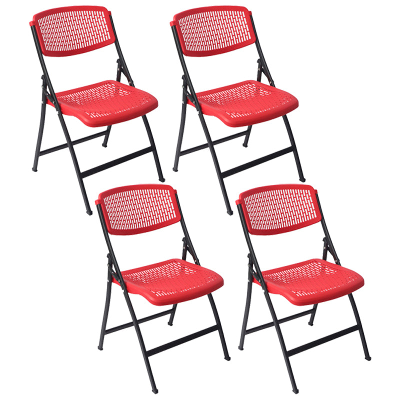 Modern Metal Plastic Indoor-Outdoor Chair Home Armless Open Back Dining Side Chair Red-Black 4 Piece Set Clearhalo ' kitchen&dining_furn' 'Dining Chairs' 'Dining Tables & Seating' 'dining_chair' 'furn' 'furn_dining_chair' 'Furniture' 'furniture_dining_chair' 'Kitchen & Dining Furniture' 'kitchen' 3858848