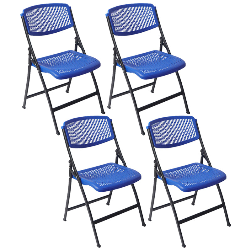 Modern Metal Plastic Indoor-Outdoor Chair Home Armless Open Back Dining Side Chair Blue-Black 4 Piece Set Clearhalo ' kitchen&dining_furn' 'Dining Chairs' 'Dining Tables & Seating' 'dining_chair' 'furn' 'furn_dining_chair' 'Furniture' 'furniture_dining_chair' 'Kitchen & Dining Furniture' 'kitchen' 3858854
