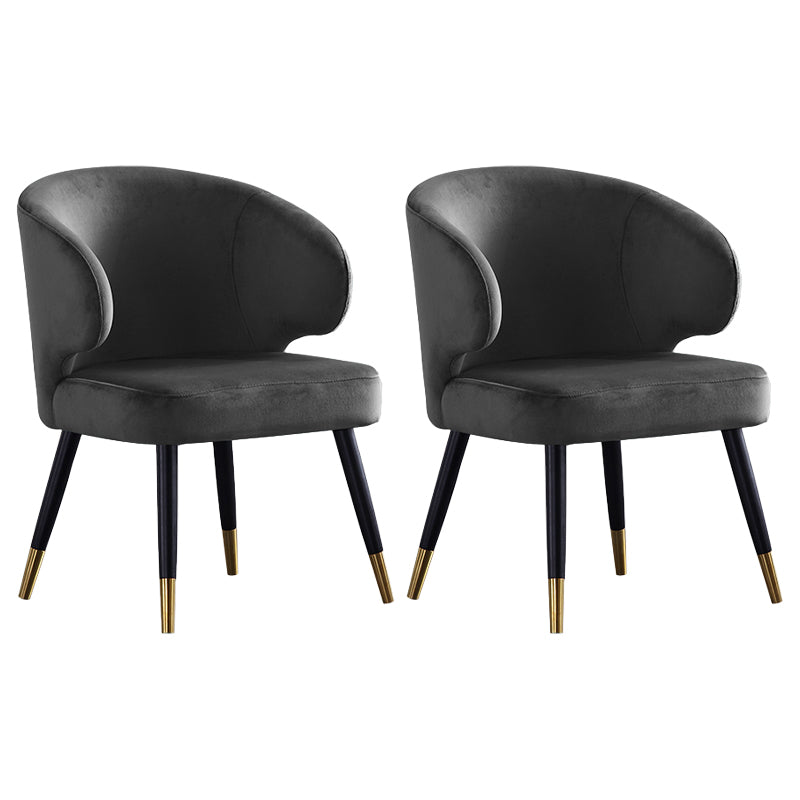 Modern Style Wingback Dining Chairs Velvet Upholstered Dining Chairs for Home Use (Set of 2) Grey Clearhalo ' kitchen&dining_furn' 'Dining Chairs' 'Dining Tables & Seating' 'dining_chair' 'furn' 'furn_dining_chair' 'Furniture' 'furniture_dining_chair' 'Kitchen & Dining Furniture' 'kitchen' 3858875