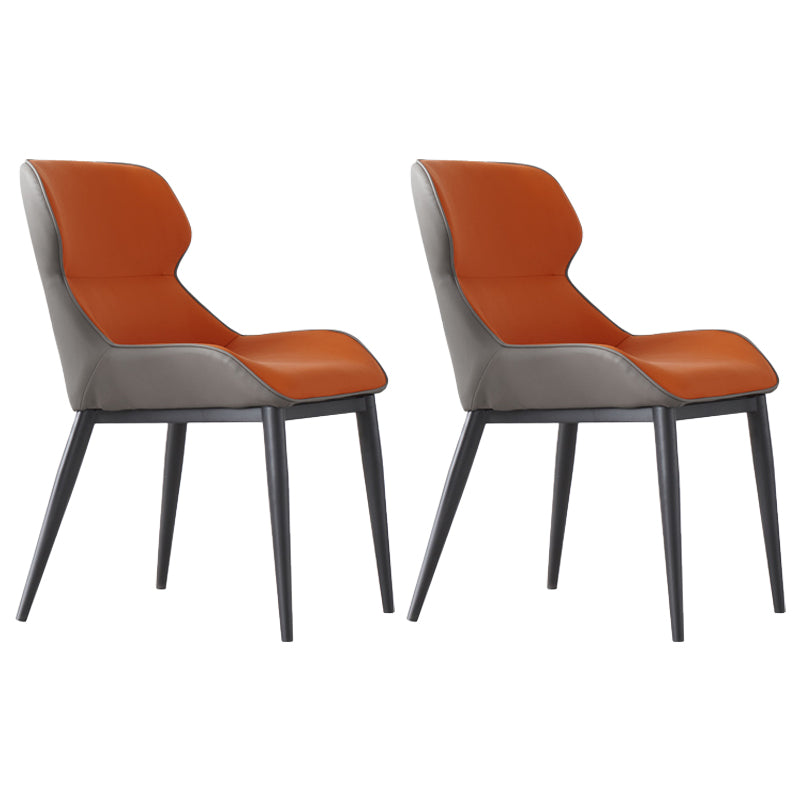 Modern Style Arm Chair Wingback Side Chair with Metal Legs for Home Use (Set of 2) Gray-Orange Clearhalo ' kitchen&dining_furn' 'Dining Chairs' 'Dining Tables & Seating' 'dining_chair' 'furn' 'furn_dining_chair' 'Furniture' 'furniture_dining_chair' 'Kitchen & Dining Furniture' 'kitchen' 3858890