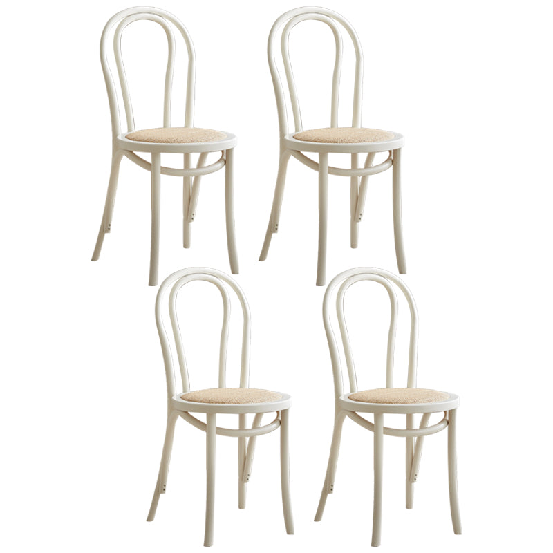 Contemporary Style Beech Wood Chair Windsor Back Side Kitchen Chairs Set Textured White 4 Piece Set Clearhalo ' kitchen&dining_furn' 'Dining Chairs' 'Dining Tables & Seating' 'dining_chair' 'furn' 'furn_dining_chair' 'Furniture' 'furniture_dining_chair' 'Kitchen & Dining Furniture' 'kitchen' 3858932