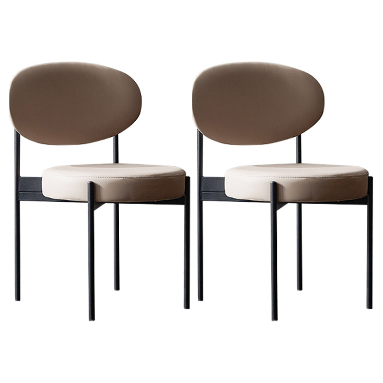 Contemporary Style Open Back Dining Side Chair Upholstered Armless Side Chairs (Set of 2) Khaki Clearhalo ' kitchen&dining_furn' 'Dining Chairs' 'Dining Tables & Seating' 'dining_chair' 'furn' 'furn_dining_chair' 'Furniture' 'furniture_dining_chair' 'Kitchen & Dining Furniture' 'kitchen' 3858943