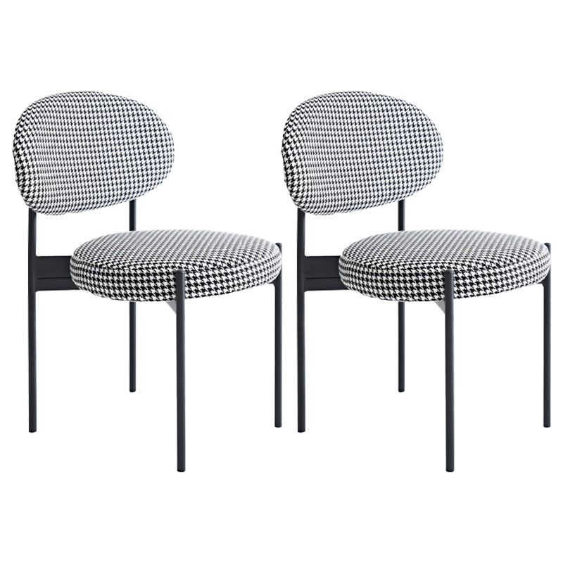 Contemporary Style Open Back Dining Side Chair Upholstered Armless Side Chairs (Set of 2) Black White Clearhalo ' kitchen&dining_furn' 'Dining Chairs' 'Dining Tables & Seating' 'dining_chair' 'furn' 'furn_dining_chair' 'Furniture' 'furniture_dining_chair' 'Kitchen & Dining Furniture' 'kitchen' 3858944