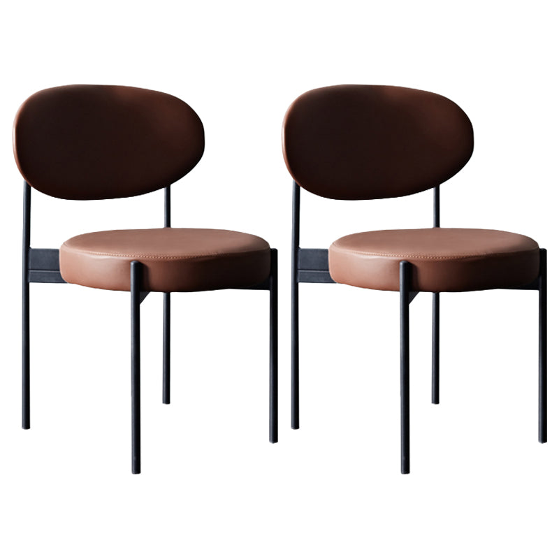 Contemporary Style Open Back Dining Side Chair Upholstered Armless Side Chairs (Set of 2) Chocolate Clearhalo ' kitchen&dining_furn' 'Dining Chairs' 'Dining Tables & Seating' 'dining_chair' 'furn' 'furn_dining_chair' 'Furniture' 'furniture_dining_chair' 'Kitchen & Dining Furniture' 'kitchen' 3858946
