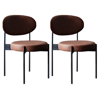 Contemporary Style Open Back Dining Side Chair Upholstered Armless Side Chairs (Set of 2) Chocolate Clearhalo ' kitchen&dining_furn' 'Dining Chairs' 'Dining Tables & Seating' 'dining_chair' 'furn' 'furn_dining_chair' 'Furniture' 'furniture_dining_chair' 'Kitchen & Dining Furniture' 'kitchen' 3858946