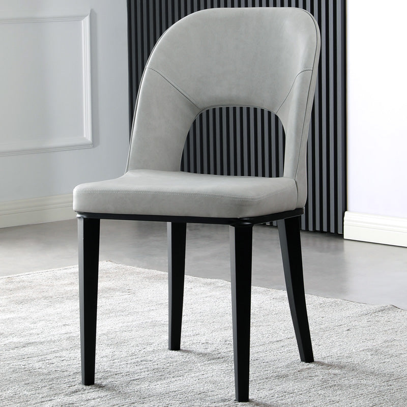 Matte Finish Contemporary Dining Side Chair Leather Open Back Dining Chair Light Gray 1 Piece Clearhalo ' kitchen&dining_furn' 'Dining Chairs' 'Dining Tables & Seating' 'dining_chair' 'furn' 'furn_dining_chair' 'Furniture' 'furniture_dining_chair' 'Kitchen & Dining Furniture' 'kitchen' 3858957