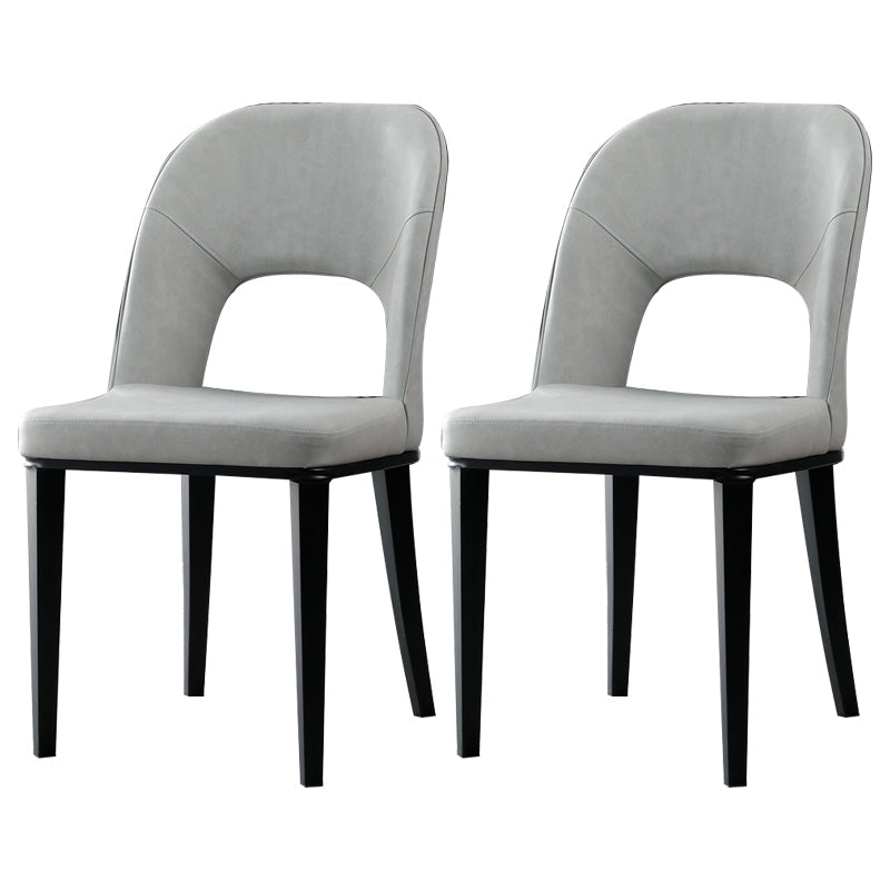 Matte Finish Contemporary Dining Side Chair Leather Open Back Dining Chair Light Gray 2 Piece Set Clearhalo ' kitchen&dining_furn' 'Dining Chairs' 'Dining Tables & Seating' 'dining_chair' 'furn' 'furn_dining_chair' 'Furniture' 'furniture_dining_chair' 'Kitchen & Dining Furniture' 'kitchen' 3858959