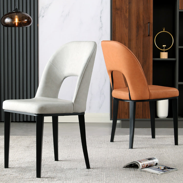 Matte Finish Contemporary Dining Side Chair Leather Open Back Dining Chair Clearhalo ' kitchen&dining_furn' 'Dining Chairs' 'Dining Tables & Seating' 'dining_chair' 'furn' 'furn_dining_chair' 'Furniture' 'furniture_dining_chair' 'Kitchen & Dining Furniture' 'kitchen' 3858960