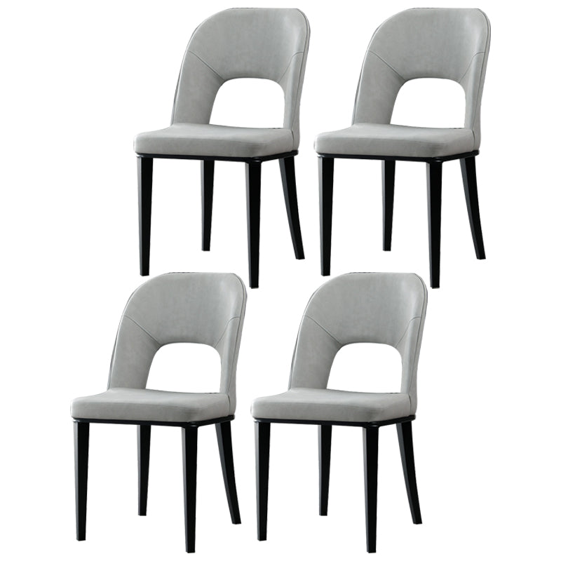 Matte Finish Contemporary Dining Side Chair Leather Open Back Dining Chair Light Gray 4 Piece Set Clearhalo ' kitchen&dining_furn' 'Dining Chairs' 'Dining Tables & Seating' 'dining_chair' 'furn' 'furn_dining_chair' 'Furniture' 'furniture_dining_chair' 'Kitchen & Dining Furniture' 'kitchen' 3858961