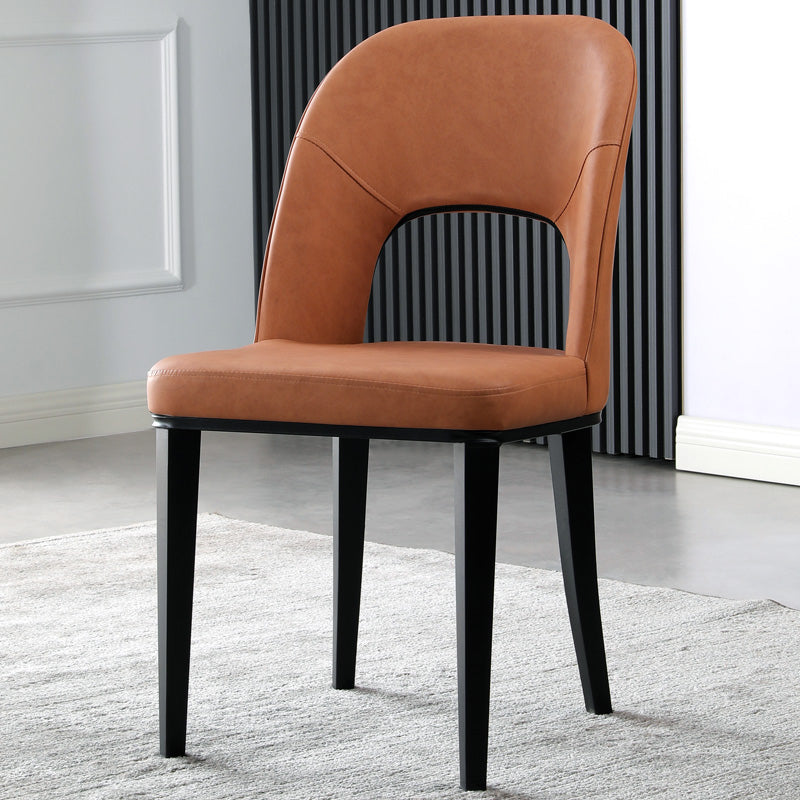 Matte Finish Contemporary Dining Side Chair Leather Open Back Dining Chair Orange 1 Piece Clearhalo ' kitchen&dining_furn' 'Dining Chairs' 'Dining Tables & Seating' 'dining_chair' 'furn' 'furn_dining_chair' 'Furniture' 'furniture_dining_chair' 'Kitchen & Dining Furniture' 'kitchen' 3858963