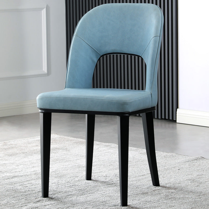 Matte Finish Contemporary Dining Side Chair Leather Open Back Dining Chair Blue 1 Piece Clearhalo ' kitchen&dining_furn' 'Dining Chairs' 'Dining Tables & Seating' 'dining_chair' 'furn' 'furn_dining_chair' 'Furniture' 'furniture_dining_chair' 'Kitchen & Dining Furniture' 'kitchen' 3858969