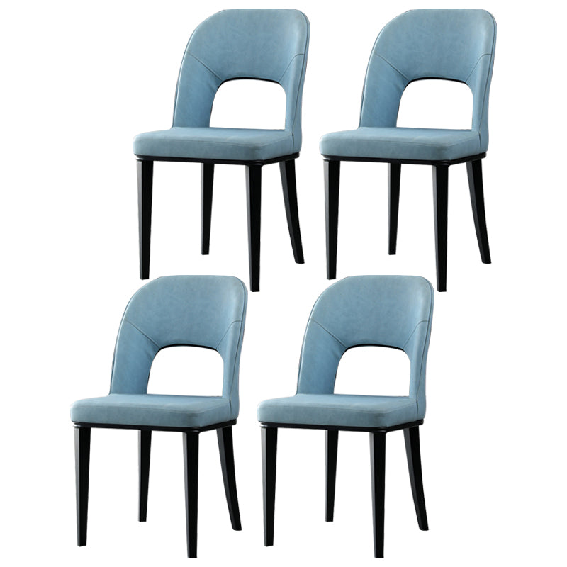 Matte Finish Contemporary Dining Side Chair Leather Open Back Dining Chair Blue 4 Piece Set Clearhalo ' kitchen&dining_furn' 'Dining Chairs' 'Dining Tables & Seating' 'dining_chair' 'furn' 'furn_dining_chair' 'Furniture' 'furniture_dining_chair' 'Kitchen & Dining Furniture' 'kitchen' 3858972