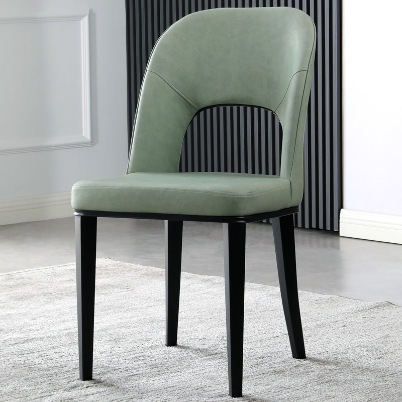 Matte Finish Contemporary Dining Side Chair Leather Open Back Dining Chair Green 1 Piece Clearhalo ' kitchen&dining_furn' 'Dining Chairs' 'Dining Tables & Seating' 'dining_chair' 'furn' 'furn_dining_chair' 'Furniture' 'furniture_dining_chair' 'Kitchen & Dining Furniture' 'kitchen' 3858974
