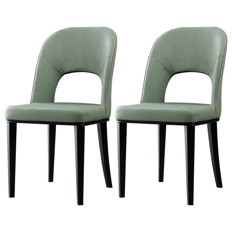 Matte Finish Contemporary Dining Side Chair Leather Open Back Dining Chair Green 2 Piece Set Clearhalo ' kitchen&dining_furn' 'Dining Chairs' 'Dining Tables & Seating' 'dining_chair' 'furn' 'furn_dining_chair' 'Furniture' 'furniture_dining_chair' 'Kitchen & Dining Furniture' 'kitchen' 3858976