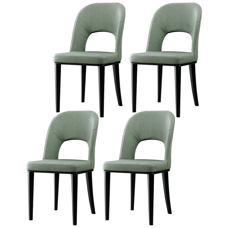 Matte Finish Contemporary Dining Side Chair Leather Open Back Dining Chair Green 4 Piece Set Clearhalo ' kitchen&dining_furn' 'Dining Chairs' 'Dining Tables & Seating' 'dining_chair' 'furn' 'furn_dining_chair' 'Furniture' 'furniture_dining_chair' 'Kitchen & Dining Furniture' 'kitchen' 3858978