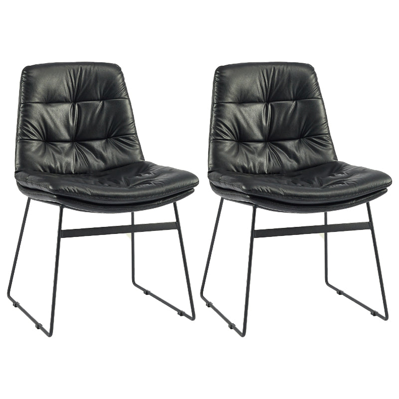 Contemporary Style Metal Dining Chair Dining Side Arm Chair for Kitchen Black 2 Piece Set Clearhalo ' kitchen&dining_furn' 'Dining Chairs' 'Dining Tables & Seating' 'dining_chair' 'furn' 'furn_dining_chair' 'Furniture' 'furniture_dining_chair' 'Kitchen & Dining Furniture' 'kitchen' 3858983