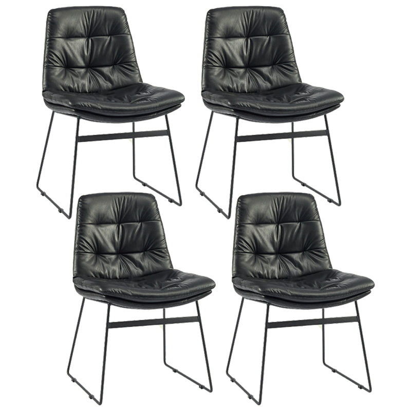 Contemporary Style Metal Dining Chair Dining Side Arm Chair for Kitchen Black 4 Piece Set Clearhalo ' kitchen&dining_furn' 'Dining Chairs' 'Dining Tables & Seating' 'dining_chair' 'furn' 'furn_dining_chair' 'Furniture' 'furniture_dining_chair' 'Kitchen & Dining Furniture' 'kitchen' 3858986