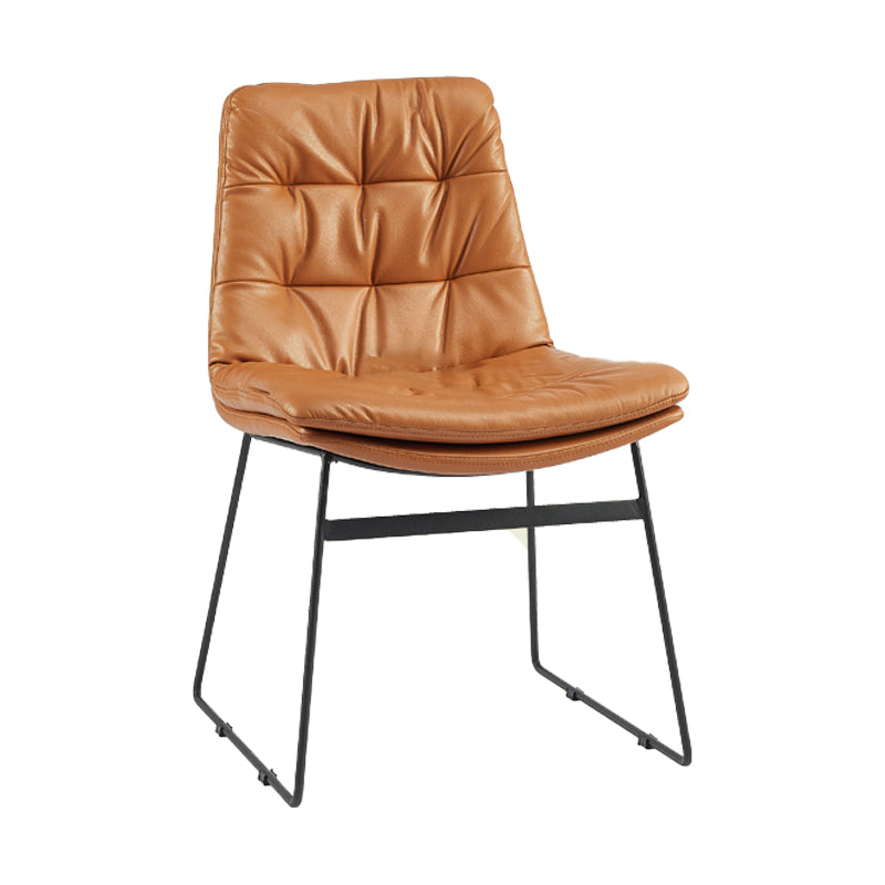 Contemporary Style Metal Dining Chair Dining Side Arm Chair for Kitchen Brown 1 Piece Clearhalo ' kitchen&dining_furn' 'Dining Chairs' 'Dining Tables & Seating' 'dining_chair' 'furn' 'furn_dining_chair' 'Furniture' 'furniture_dining_chair' 'Kitchen & Dining Furniture' 'kitchen' 3859005