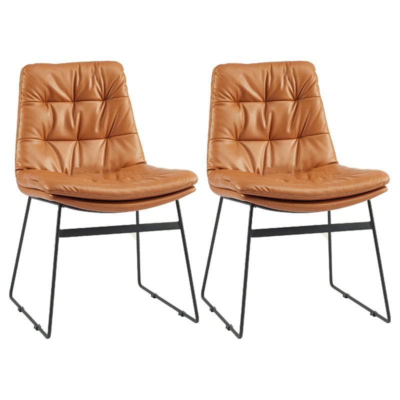 Contemporary Style Metal Dining Chair Dining Side Arm Chair for Kitchen Brown 2 Piece Set Clearhalo ' kitchen&dining_furn' 'Dining Chairs' 'Dining Tables & Seating' 'dining_chair' 'furn' 'furn_dining_chair' 'Furniture' 'furniture_dining_chair' 'Kitchen & Dining Furniture' 'kitchen' 3859006