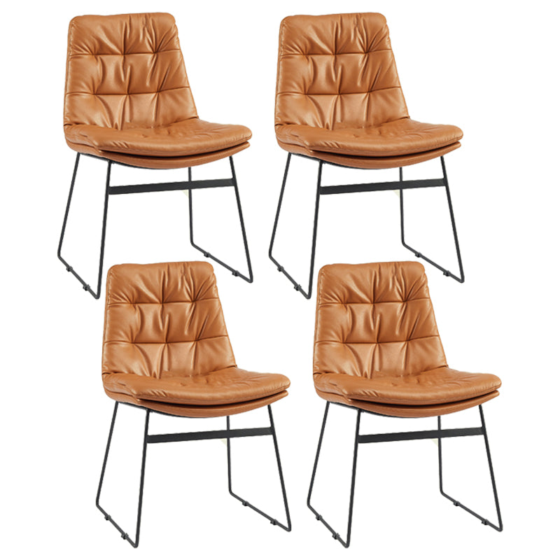 Contemporary Style Metal Dining Chair Dining Side Arm Chair for Kitchen Brown 4 Piece Set Clearhalo ' kitchen&dining_furn' 'Dining Chairs' 'Dining Tables & Seating' 'dining_chair' 'furn' 'furn_dining_chair' 'Furniture' 'furniture_dining_chair' 'Kitchen & Dining Furniture' 'kitchen' 3859007