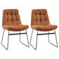 Contemporary Style Metal Dining Chair Dining Side Arm Chair for Kitchen Light Brown 2 Piece Set Clearhalo ' kitchen&dining_furn' 'Dining Chairs' 'Dining Tables & Seating' 'dining_chair' 'furn' 'furn_dining_chair' 'Furniture' 'furniture_dining_chair' 'Kitchen & Dining Furniture' 'kitchen' 3859013