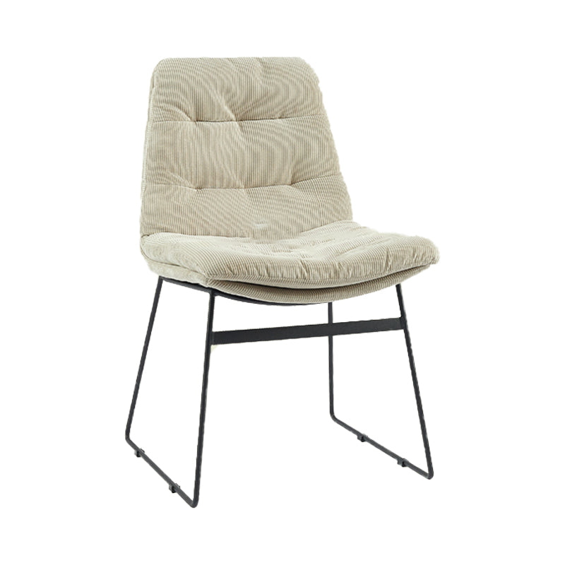 Contemporary Style Metal Dining Chair Dining Side Arm Chair for Kitchen Beige 1 Piece Clearhalo ' kitchen&dining_furn' 'Dining Chairs' 'Dining Tables & Seating' 'dining_chair' 'furn' 'furn_dining_chair' 'Furniture' 'furniture_dining_chair' 'Kitchen & Dining Furniture' 'kitchen' 3859015