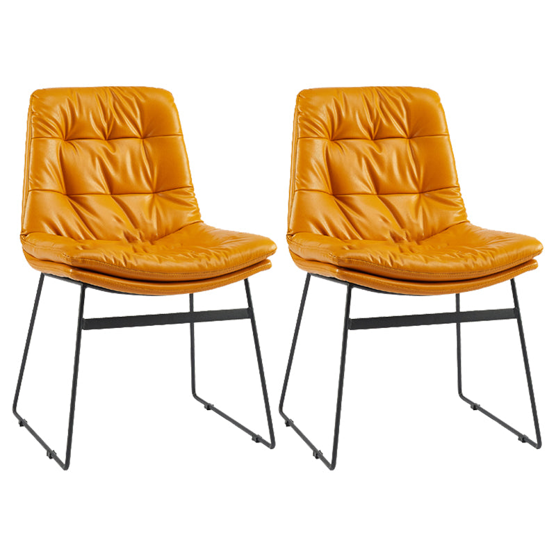 Contemporary Style Metal Dining Chair Dining Side Arm Chair for Kitchen Orange 2 Piece Set Clearhalo ' kitchen&dining_furn' 'Dining Chairs' 'Dining Tables & Seating' 'dining_chair' 'furn' 'furn_dining_chair' 'Furniture' 'furniture_dining_chair' 'Kitchen & Dining Furniture' 'kitchen' 3859022