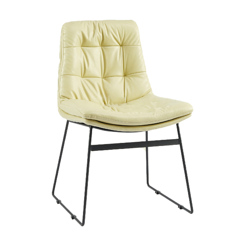 Contemporary Style Metal Dining Chair Dining Side Arm Chair for Kitchen Off-White 1 Piece Clearhalo ' kitchen&dining_furn' 'Dining Chairs' 'Dining Tables & Seating' 'dining_chair' 'furn' 'furn_dining_chair' 'Furniture' 'furniture_dining_chair' 'Kitchen & Dining Furniture' 'kitchen' 3859024