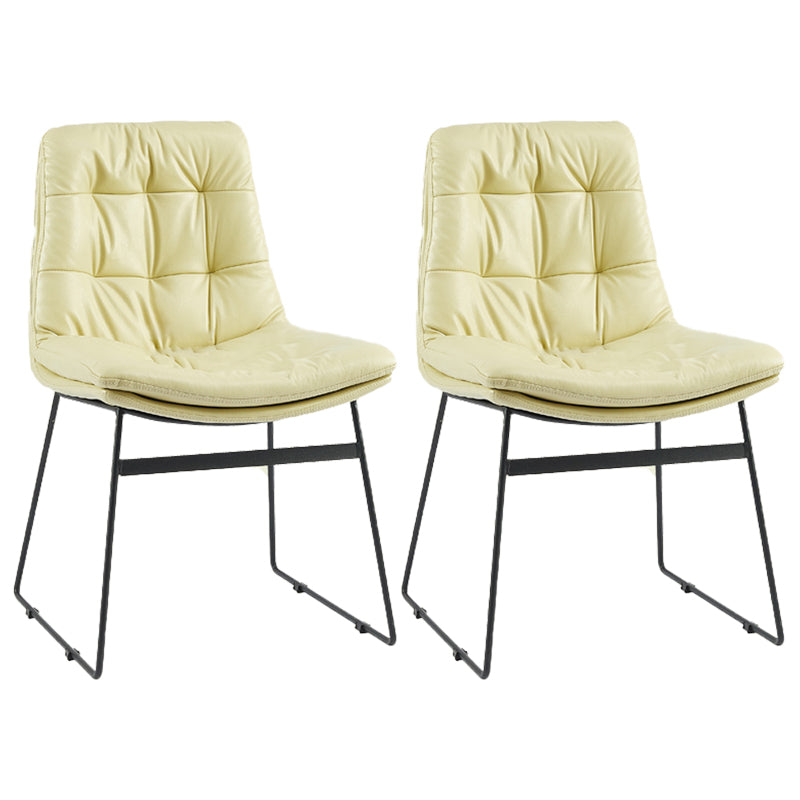 Contemporary Style Metal Dining Chair Dining Side Arm Chair for Kitchen Off-White 2 Piece Set Clearhalo ' kitchen&dining_furn' 'Dining Chairs' 'Dining Tables & Seating' 'dining_chair' 'furn' 'furn_dining_chair' 'Furniture' 'furniture_dining_chair' 'Kitchen & Dining Furniture' 'kitchen' 3859025