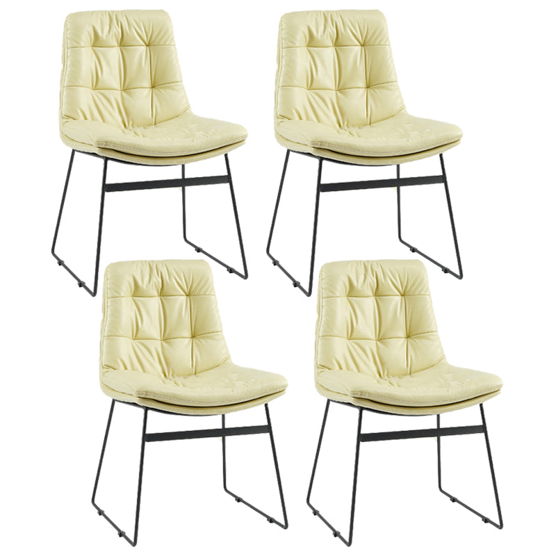 Contemporary Style Metal Dining Chair Dining Side Arm Chair for Kitchen Off-White 4 Piece Set Clearhalo ' kitchen&dining_furn' 'Dining Chairs' 'Dining Tables & Seating' 'dining_chair' 'furn' 'furn_dining_chair' 'Furniture' 'furniture_dining_chair' 'Kitchen & Dining Furniture' 'kitchen' 3859026