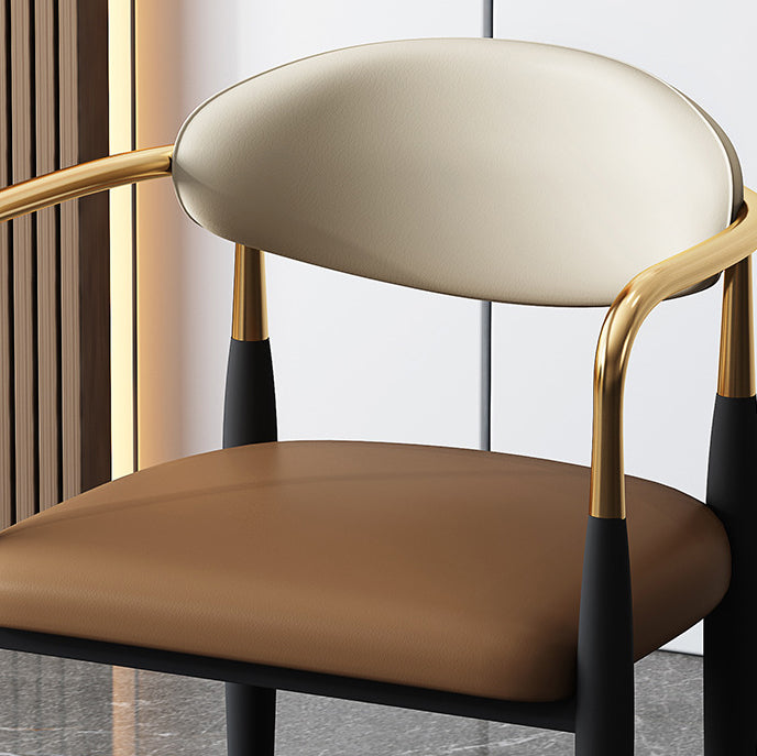 Home Scandinavian Arm Chair Open Back Metal Upholstered Single Dining Room Chair Clearhalo ' kitchen&dining_furn' 'Dining Chairs' 'Dining Tables & Seating' 'dining_chair' 'furn' 'furn_dining_chair' 'Furniture' 'furniture_dining_chair' 'Kitchen & Dining Furniture' 'kitchen' 3859033