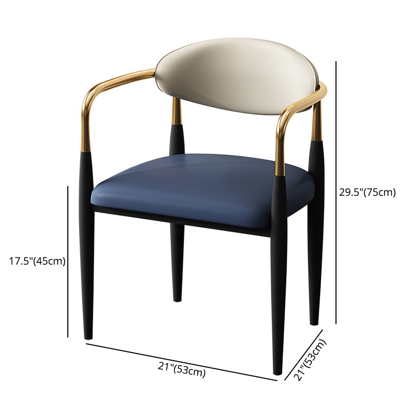 Home Scandinavian Arm Chair Open Back Metal Upholstered Single Dining Room Chair Clearhalo ' kitchen&dining_furn' 'Dining Chairs' 'Dining Tables & Seating' 'dining_chair' 'furn' 'furn_dining_chair' 'Furniture' 'furniture_dining_chair' 'Kitchen & Dining Furniture' 'kitchen' 3859037
