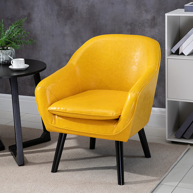 Contemporary Style Upholstered Arm Chair Solid Back Dining Side Chairs for Home Use Yellow 1 Piece Clearhalo ' kitchen&dining_furn' 'Dining Chairs' 'Dining Tables & Seating' 'dining_chair' 'furn' 'furn_dining_chair' 'Furniture' 'furniture_dining_chair' 'Kitchen & Dining Furniture' 'kitchen' 3859039