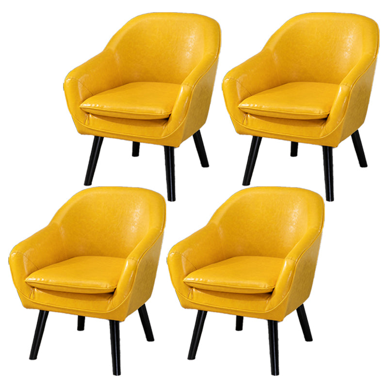 Contemporary Style Upholstered Arm Chair Solid Back Dining Side Chairs for Home Use Yellow 4 Piece Set Clearhalo ' kitchen&dining_furn' 'Dining Chairs' 'Dining Tables & Seating' 'dining_chair' 'furn' 'furn_dining_chair' 'Furniture' 'furniture_dining_chair' 'Kitchen & Dining Furniture' 'kitchen' 3859042