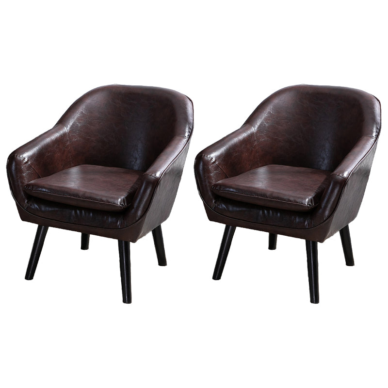 Contemporary Style Upholstered Arm Chair Solid Back Dining Side Chairs for Home Use Brown 2 Piece Set Clearhalo ' kitchen&dining_furn' 'Dining Chairs' 'Dining Tables & Seating' 'dining_chair' 'furn' 'furn_dining_chair' 'Furniture' 'furniture_dining_chair' 'Kitchen & Dining Furniture' 'kitchen' 3859046