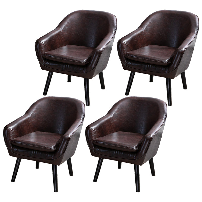 Contemporary Style Upholstered Arm Chair Solid Back Dining Side Chairs for Home Use Brown 4 Piece Set Clearhalo ' kitchen&dining_furn' 'Dining Chairs' 'Dining Tables & Seating' 'dining_chair' 'furn' 'furn_dining_chair' 'Furniture' 'furniture_dining_chair' 'Kitchen & Dining Furniture' 'kitchen' 3859048