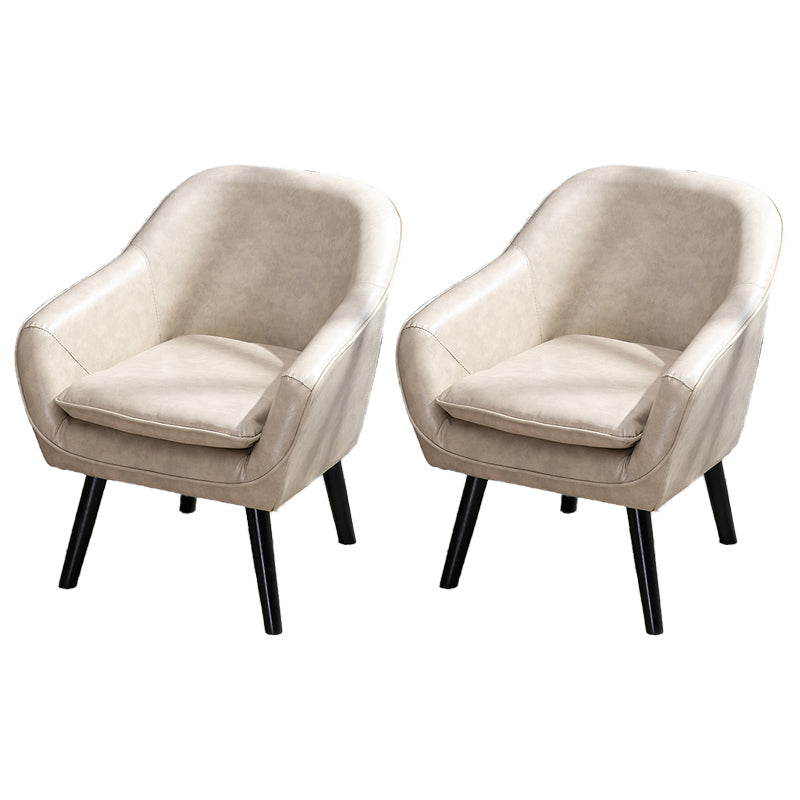 Contemporary Style Upholstered Arm Chair Solid Back Dining Side Chairs for Home Use Khaki 2 Piece Set Clearhalo ' kitchen&dining_furn' 'Dining Chairs' 'Dining Tables & Seating' 'dining_chair' 'furn' 'furn_dining_chair' 'Furniture' 'furniture_dining_chair' 'Kitchen & Dining Furniture' 'kitchen' 3859053