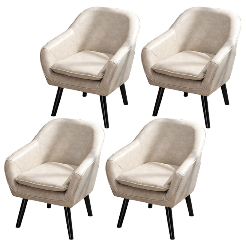 Contemporary Style Upholstered Arm Chair Solid Back Dining Side Chairs for Home Use Khaki 4 Piece Set Clearhalo ' kitchen&dining_furn' 'Dining Chairs' 'Dining Tables & Seating' 'dining_chair' 'furn' 'furn_dining_chair' 'Furniture' 'furniture_dining_chair' 'Kitchen & Dining Furniture' 'kitchen' 3859054