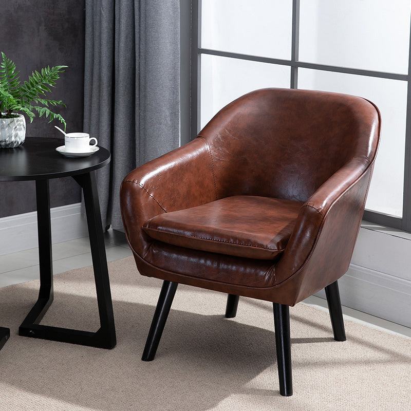 Contemporary Style Upholstered Arm Chair Solid Back Dining Side Chairs for Home Use Chocolate 1 Piece Clearhalo ' kitchen&dining_furn' 'Dining Chairs' 'Dining Tables & Seating' 'dining_chair' 'furn' 'furn_dining_chair' 'Furniture' 'furniture_dining_chair' 'Kitchen & Dining Furniture' 'kitchen' 3859056