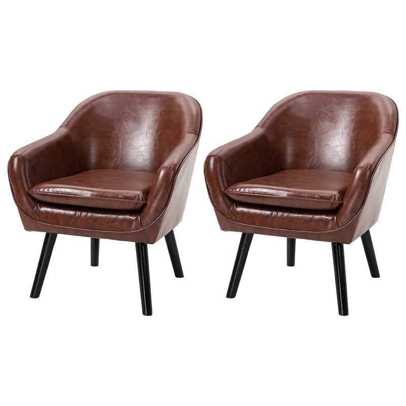 Contemporary Style Upholstered Arm Chair Solid Back Dining Side Chairs for Home Use Chocolate 2 Piece Set Clearhalo ' kitchen&dining_furn' 'Dining Chairs' 'Dining Tables & Seating' 'dining_chair' 'furn' 'furn_dining_chair' 'Furniture' 'furniture_dining_chair' 'Kitchen & Dining Furniture' 'kitchen' 3859058